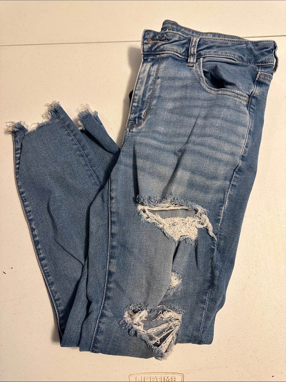 American Eagle Outfitters Light Blue Distressed Skinny Jeans